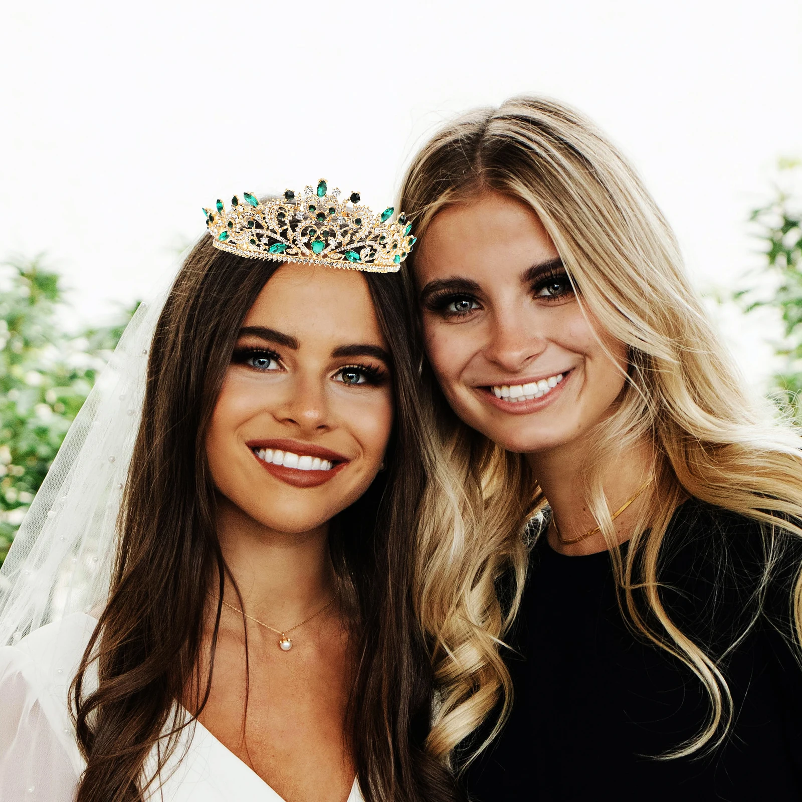 

Головной убор с короной и стразами, зеленый металлический аксессуар для невесты, диадемы для волос для девочек, свадебная вечеринка, элегантный ретро-день рождения