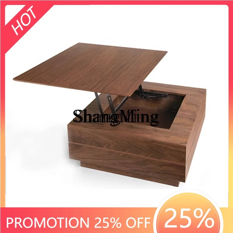 FGgood-looking  black walnut liftable household minimalist rectangular storage tea table