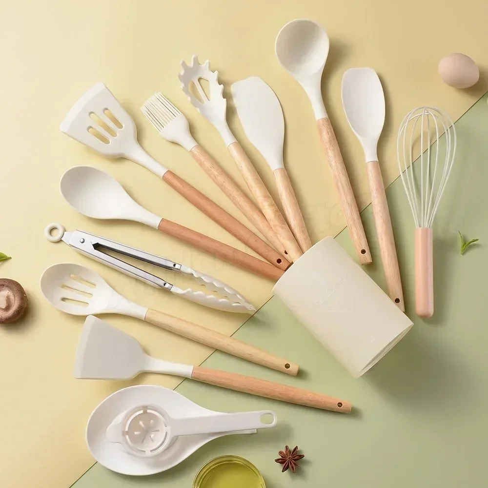 

Silicone Food Grade Utensils Cooking Sets Turner Spatula Measuring Spoon Practical Cookware Cooking Tool Kitchenware Set