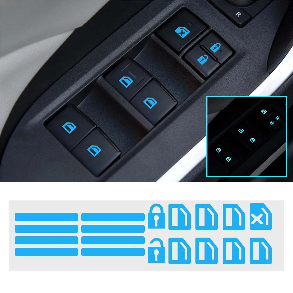 Panel de Control de ventanas y puertas de coche, pegatina de botón luminoso para Kia rio ceed sportage cerato soul hyundai creta elantra i30 hb20