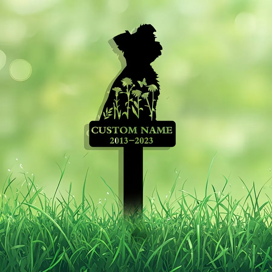 Personalized Yorkie Dog Memorial Garden Stake, Metal Outdoor Yard Art, Custom Loss Tribute, Dog Memorial Sign for Loved Ones