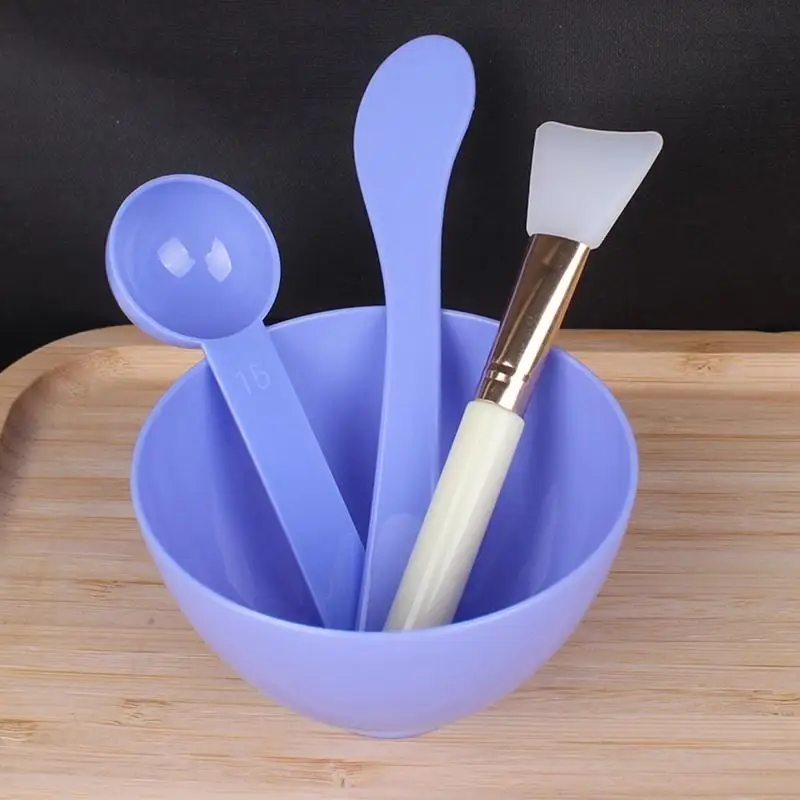 4pcs قناع الوجه مختلط وعاء مجموعة أدوات خلط مقاس DIY مع السيليكون لوجه القناع الوجه فرش مكياج الملعقة الجمال