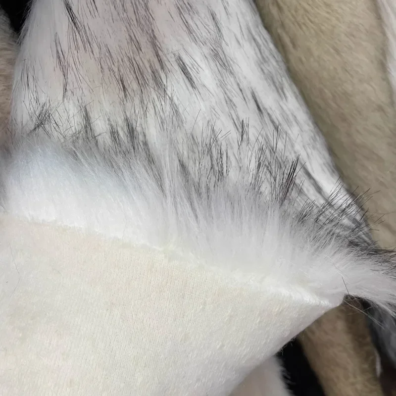 Extra Thick Plush Fabric Imitation Raccoon Fox Fur Dyed Black Pointed Clothing Diy Sewing By The Meter Wholesale Cloth