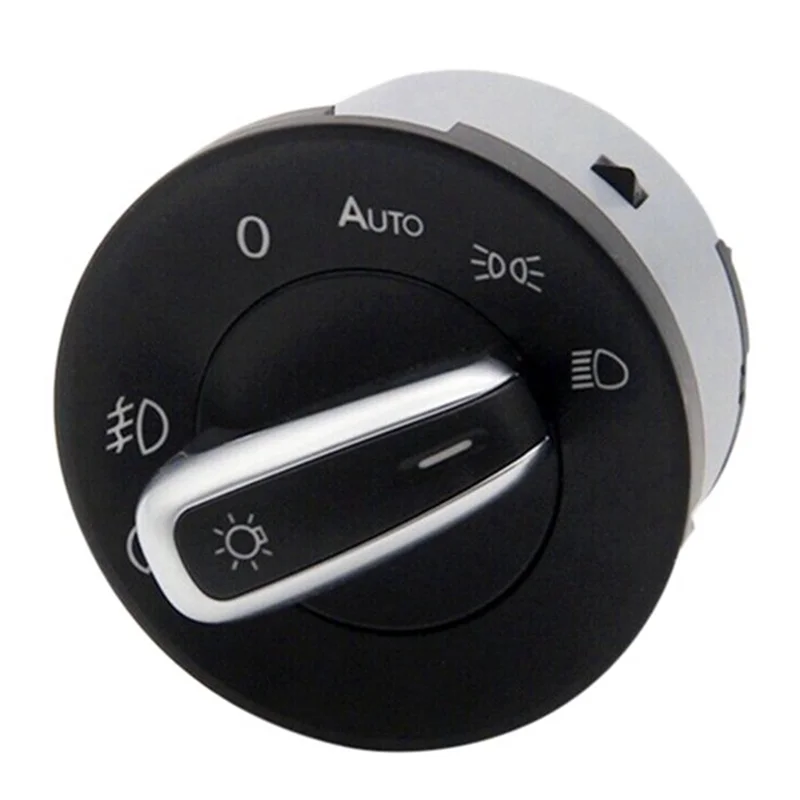 #12P Automotive Parts & Accessories,Car Chrome Fog Lamp Headling Knob Switch for Skoda Octavia 2007-2016,Black