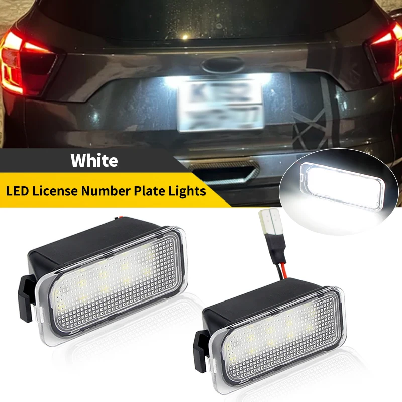 2PCS For Ford Fiesta JA8 Focus DA3 5D DYB Grand S/C-MAX Mondeo BA7 Kuga/Escape White Replacement LED Rear License Plate Lights