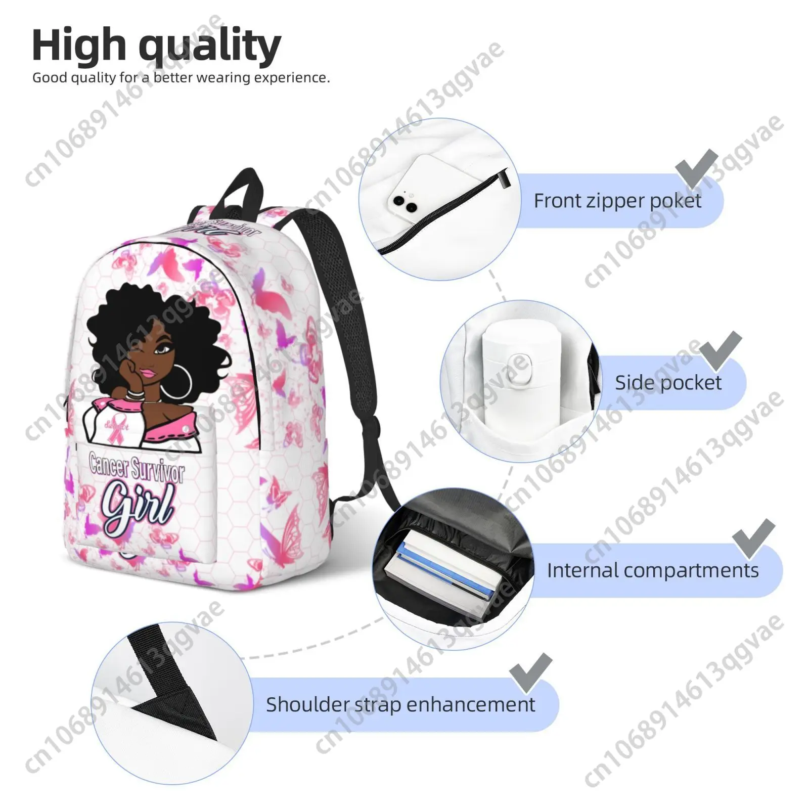 Cancer Survivor Breast Cancer Custom Canvas Lightweight Backpack Fashion Durable Student Men Women Business Daypack