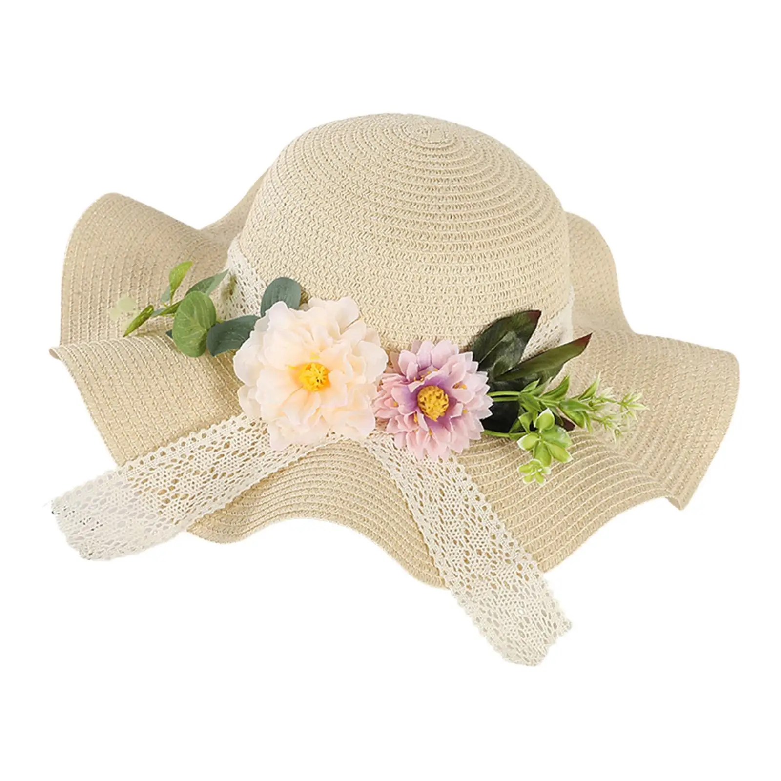 Creative Bucket Beach Hat DIY Summer Brimmed Hat with Artificial Flowers for Women Girls Party