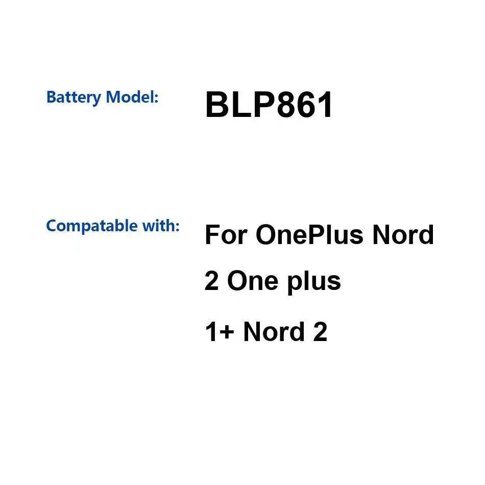 

Стабильная батарея 2250 мАч для Oneplus Nord 2 One Plus 1+ долговечная BLP861 для мобильного телефона
