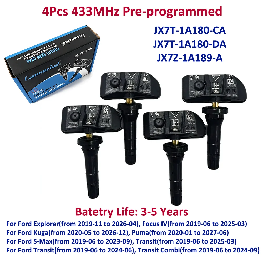 JX7T-1A180-CA JX7T1A180CA JX7Z-1A189A For 2020 2021 2022 2023 Ford Explorer Focus Kuga Transit TPMS Tire Pressure Sensor 433Mhz