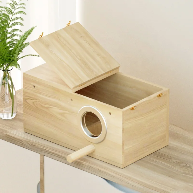 Multi Sizes Wooden Breeding Bird Nest Parrot Canary Wood Breeding Box For Bird