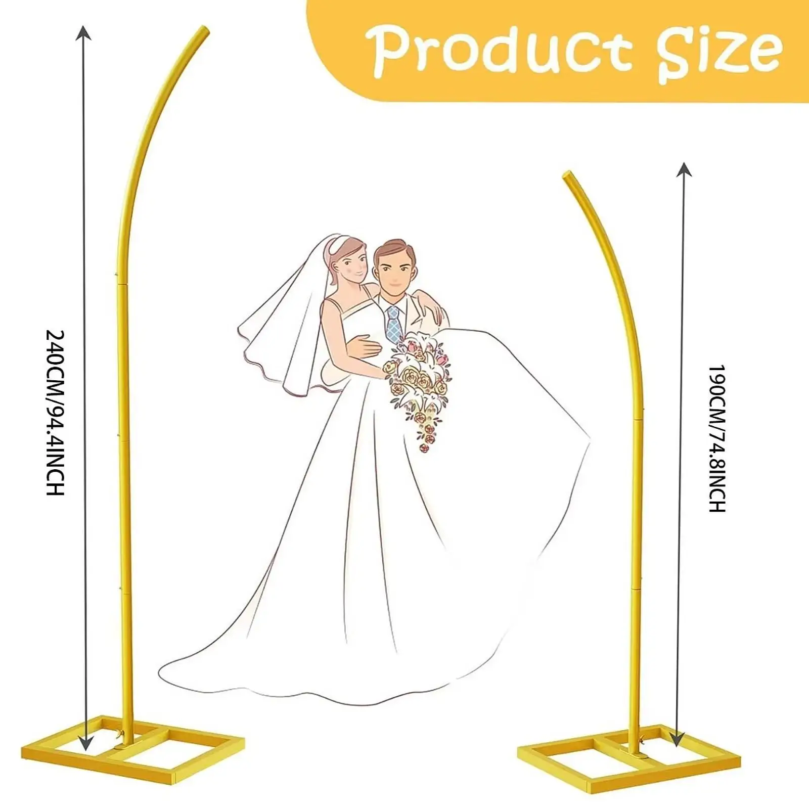 Bingkai Gapura Pernikahan Lengkung DIY 74 inci dan 94 inci untuk Pesta Ulang Tahun