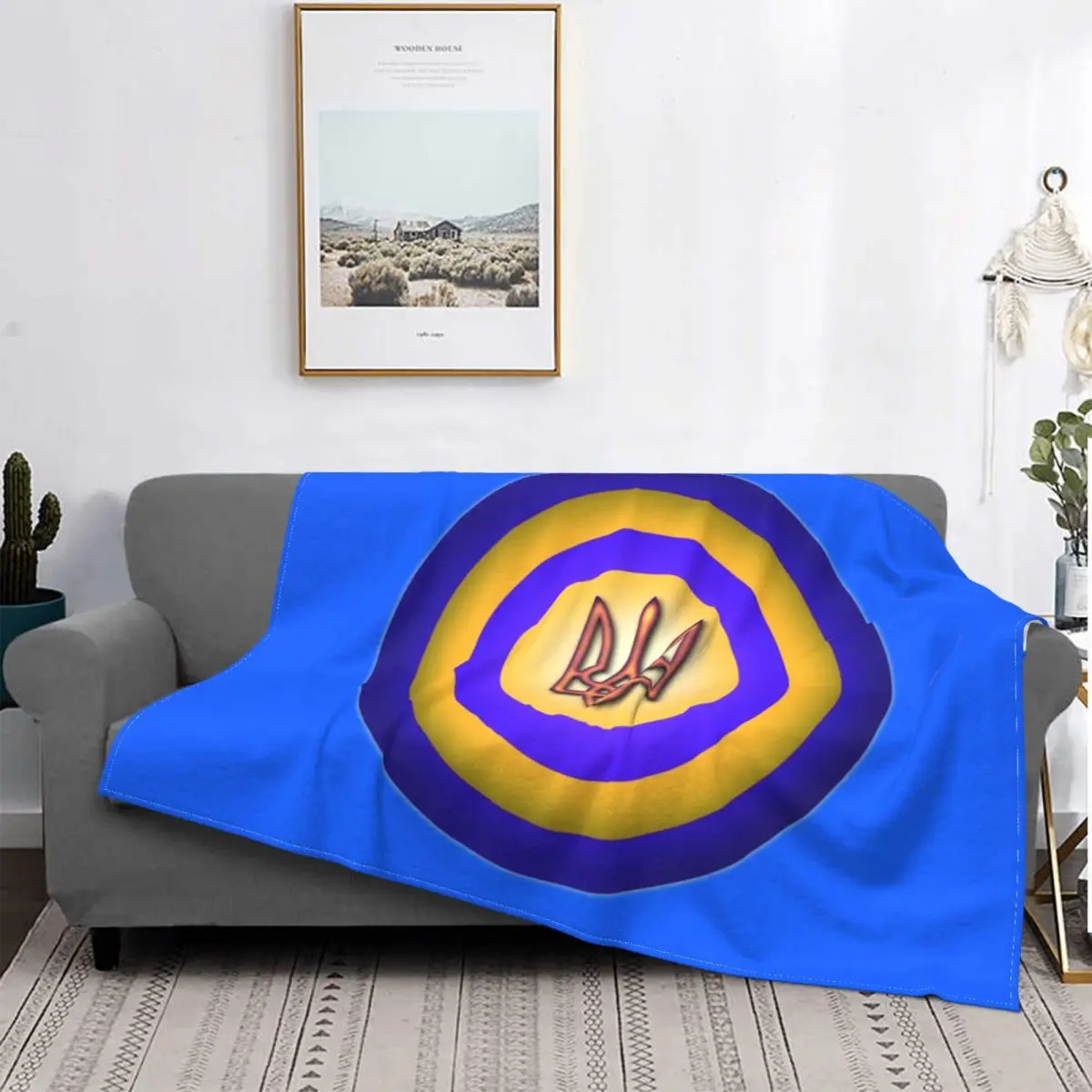 Coat Of Arms Of Ukraine Blanket Warm Fleece Soft Flannel Ukrainian Shield Tryzub Throw Blankets for Bed Couch Office Autumn