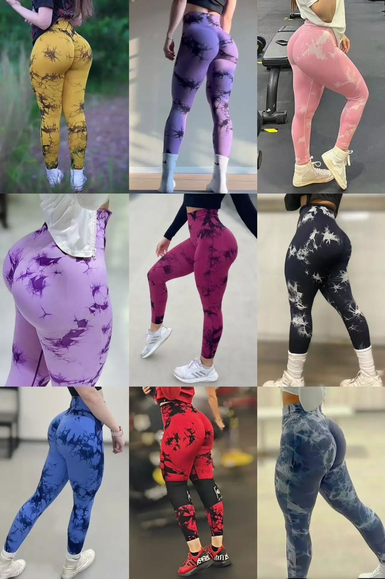 Frauen Athletische Tie Dye Gym Leggings Butt Lifting Workout Dicke Elastische Yoga Hosen Fitness Sport Hohe Taille Training Strumpfhosen – Detail 4