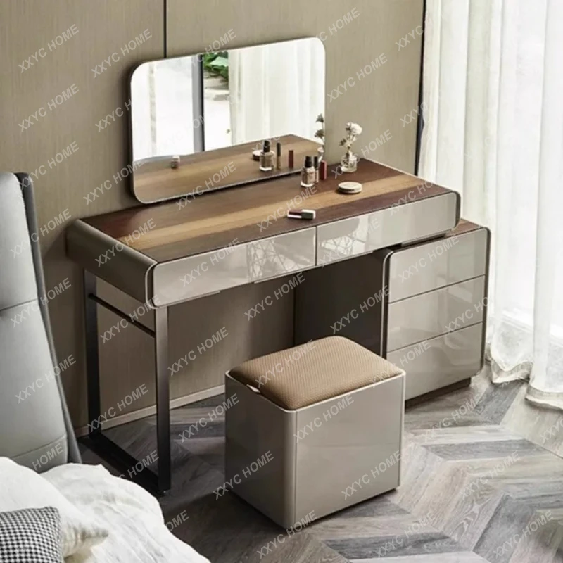 S1saa minimalist light luxury smoky wood bedroom telescopic dressing table piano paint dressing table small apartment makeup
