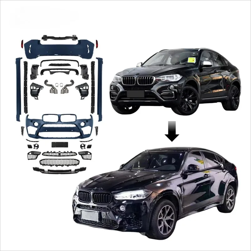 

Для X6 F16 2014-2019 Bodykit Upgr 100% подходит для автомобильного бампера, решетка, боковая юбка, новый стиль Den X6M