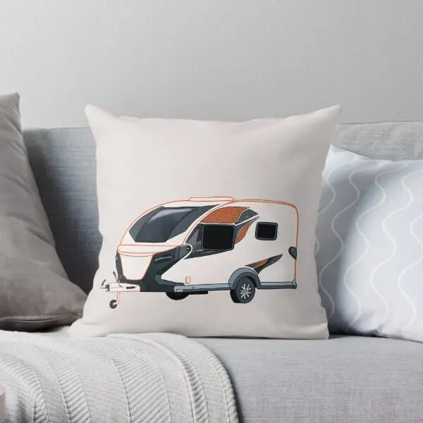 Base Camp Caravan With Honeycomb Pattern  Printing Throw Pillow Cover Car Office Fashion Home Sofa Pillows not include One Side