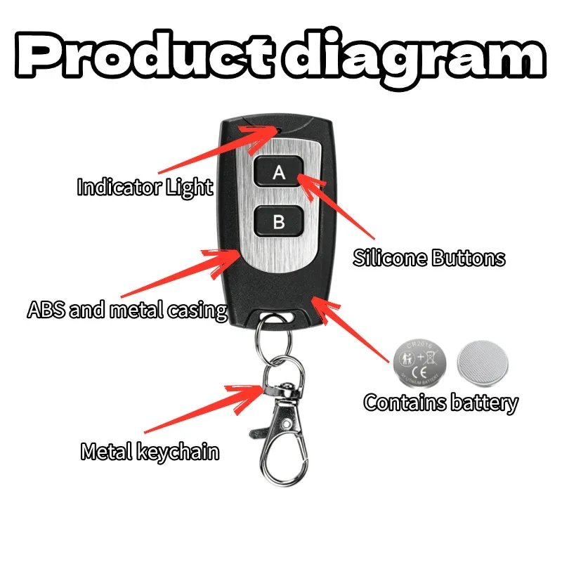 433Mhz DC 5V-60V 2CH Universal Wireless Remote Control Switch RF Relay Receiver Module RF Remote Controller Transmitter