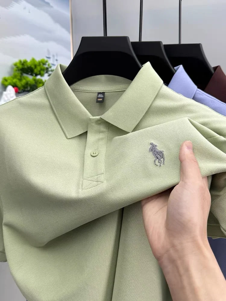 

модные бренды высококачественные мужские короткими рукавами polo рубашки изысканный вышивка летом комфорт воздухопроницаемость бизнес отдых новая пункт перевернутый воротник футболка