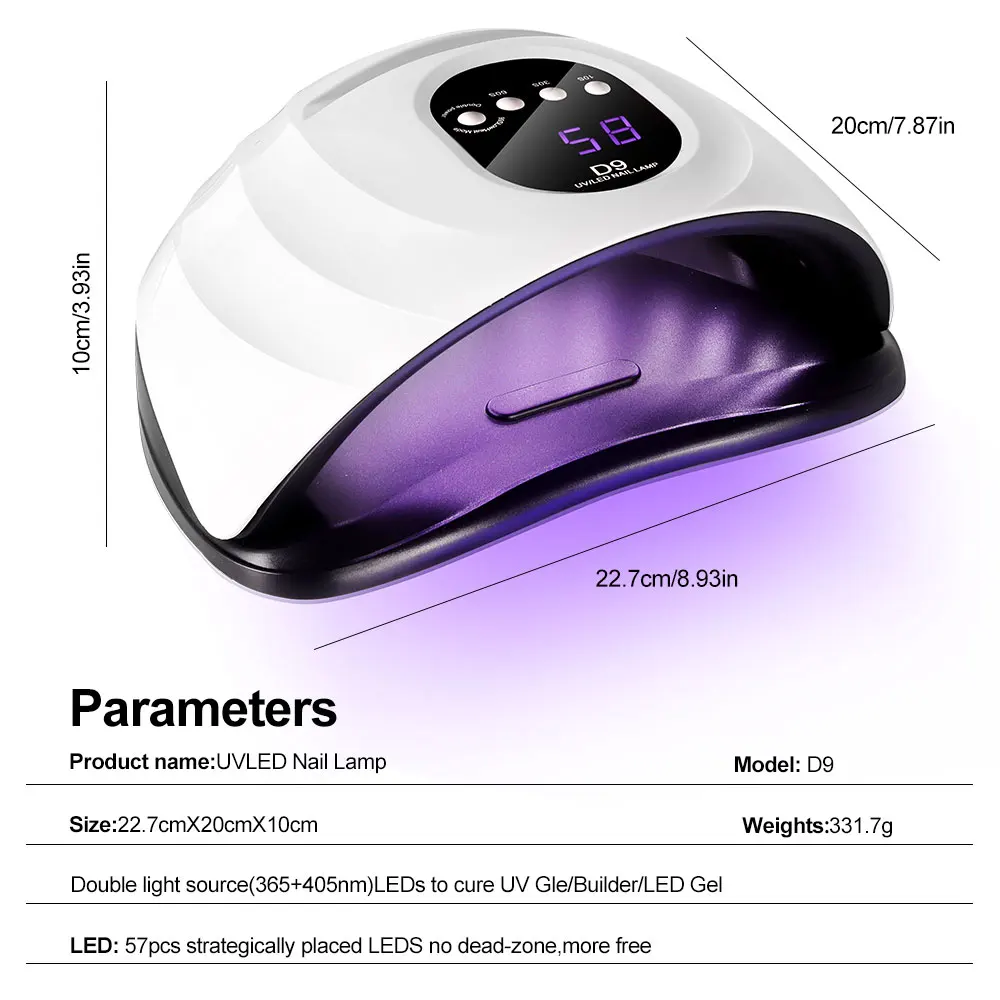 مصباح LED للأظافر بالأشعة فوق البنفسجية مع مستشعر ذكي ، تجفيف أظافر احترافي ، مصباح جل مع حامل محمول ، أداة فن الأظافر ، 57
