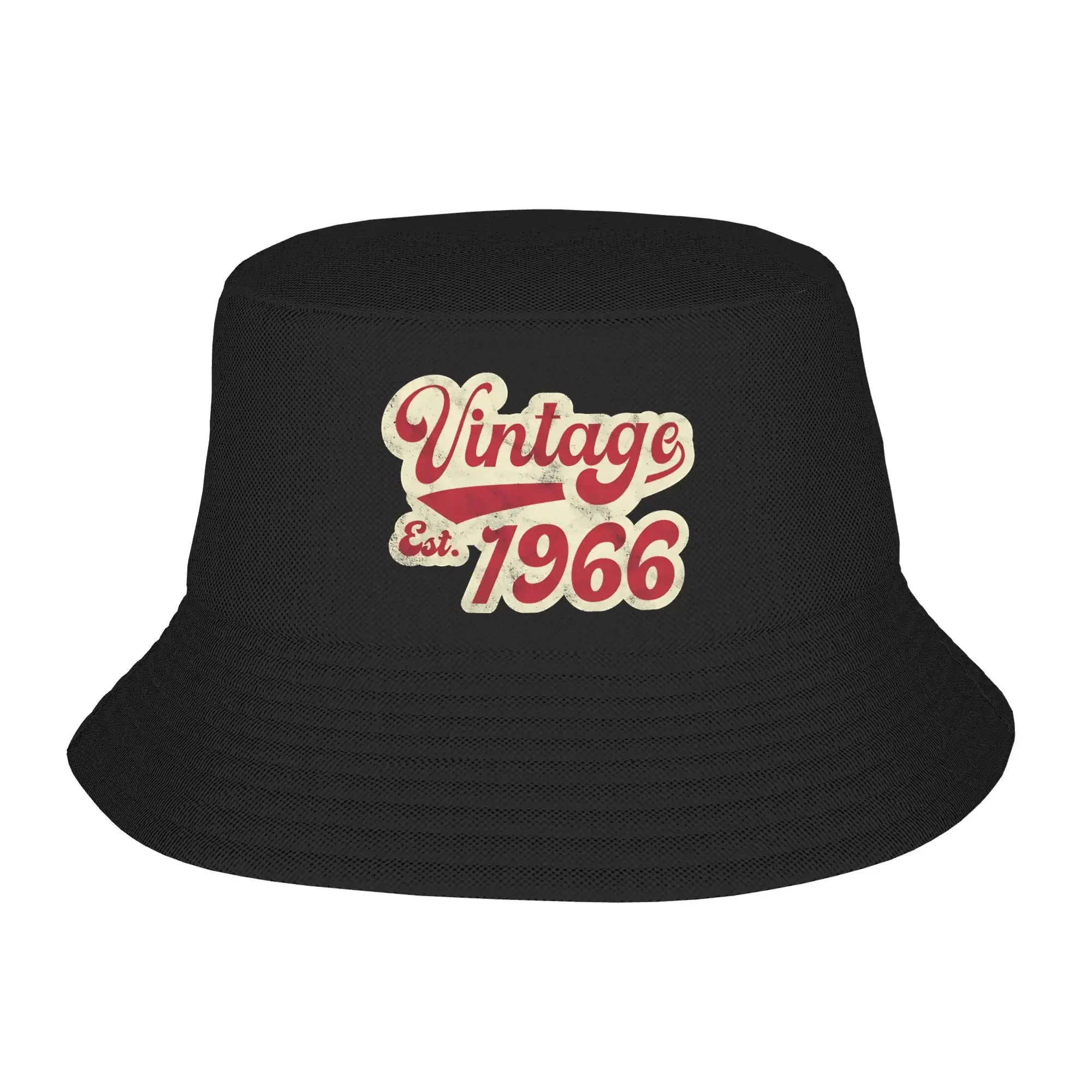 Unisex Harajuku Bucket Hats Vintage Est 1966 Aged 60 Accessories Bob Hats For Vocation Getaway Headwear Lightweight