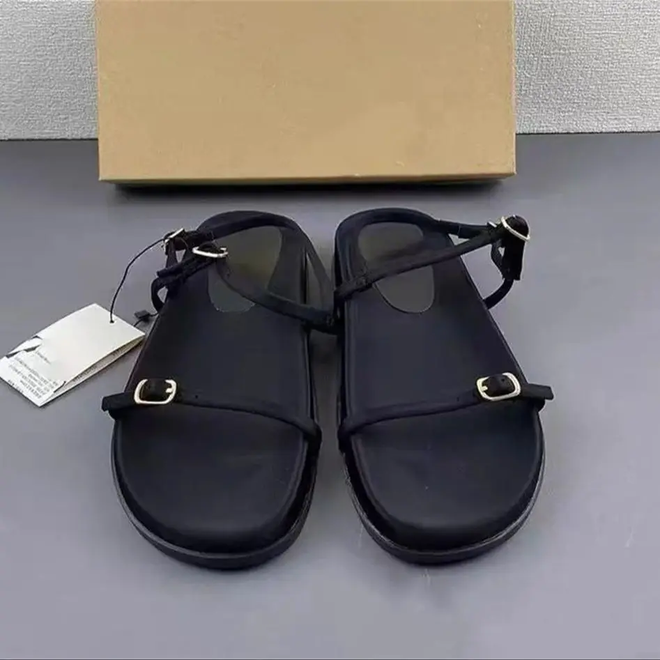 ZA sandali piatti neri da donna 2024 estate nuovi sandali da spiaggia pantofole Casual da esterno femminili eleganti sandali con cinturino con fibbia