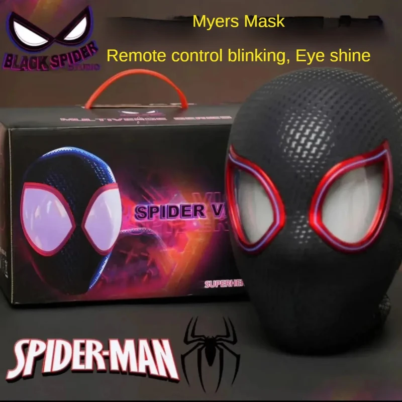 

Marvel Spider-Man Mask Parallel Universe Miles 1:1 Eye Remote Control Blinking Glowing Role Playing Costume Toy Children's Gift