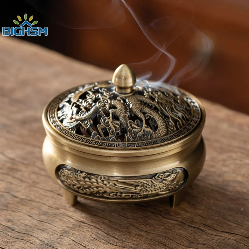 Pure Copper Antique Three-legged Aromatherapy Stove DIY Household Indoor Pan Incense Wire Incense Burner Tea Ceremony Decoration