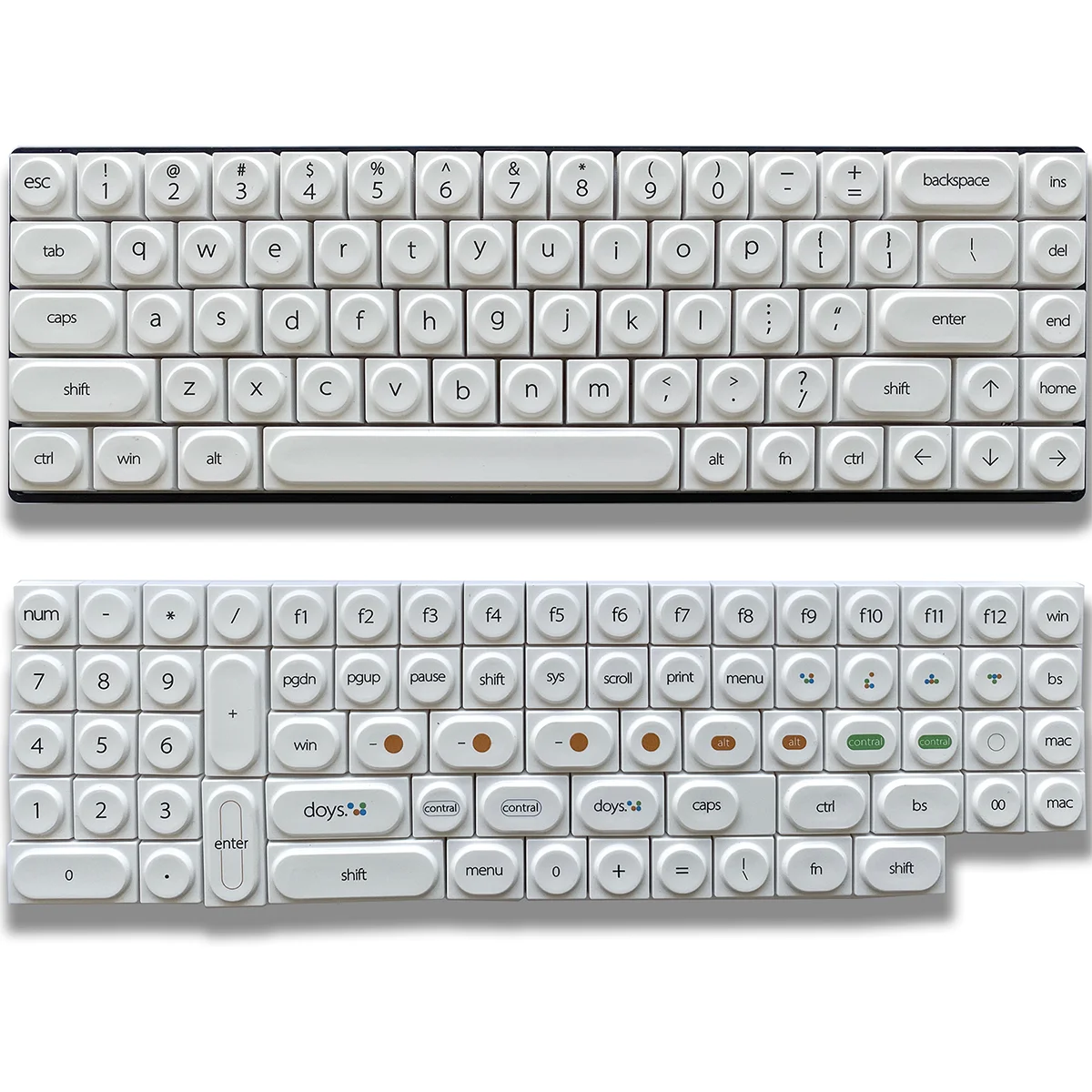 White Low Profile PBT Custom Keyboard Keycaps Minimalist 133 Keys Keycap Set for Cherry Gateron MX Switches Mechanical Keyboard