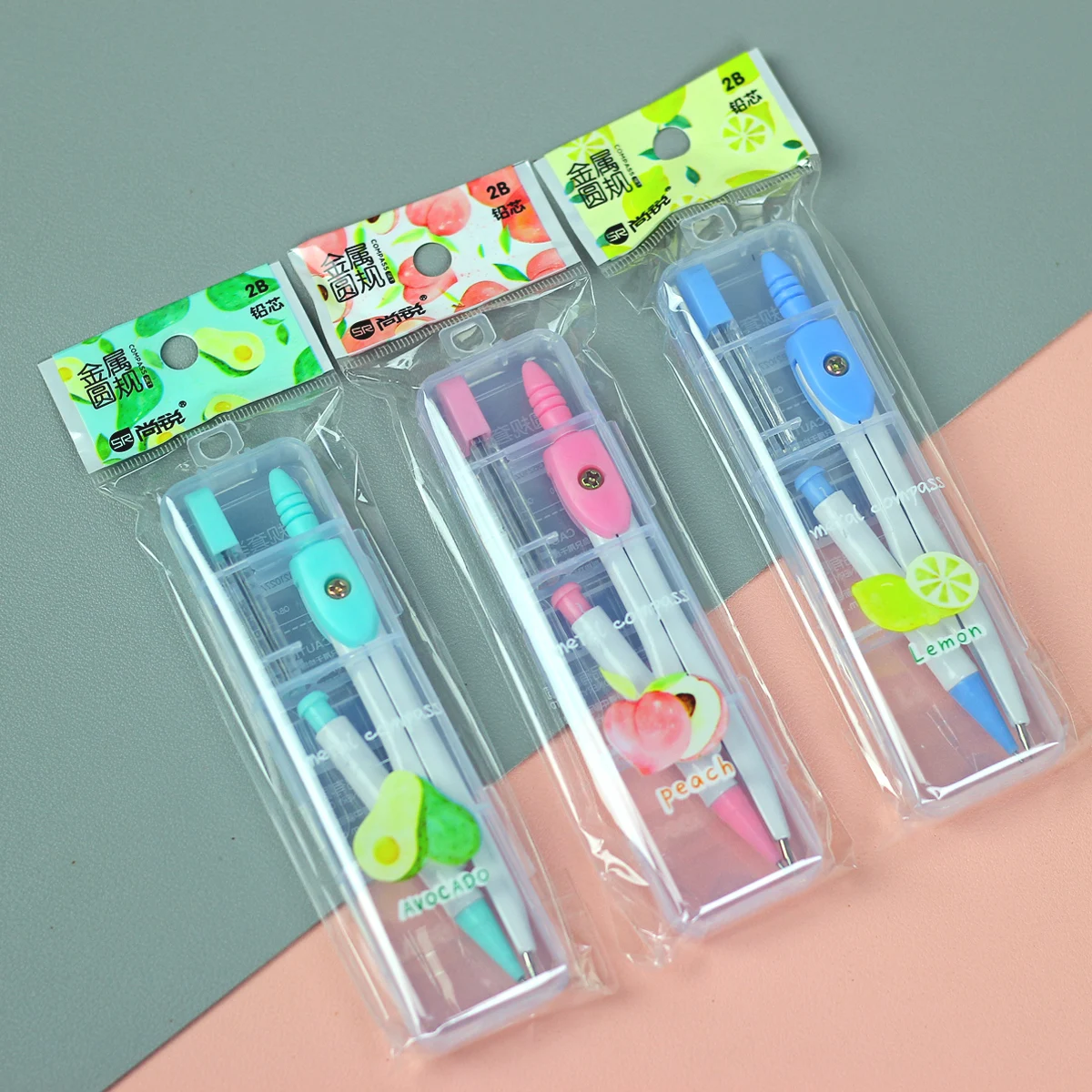 Little Fresh Compus automatic Lead core set Student multifunctional metal drawing tool Student drawing instrument