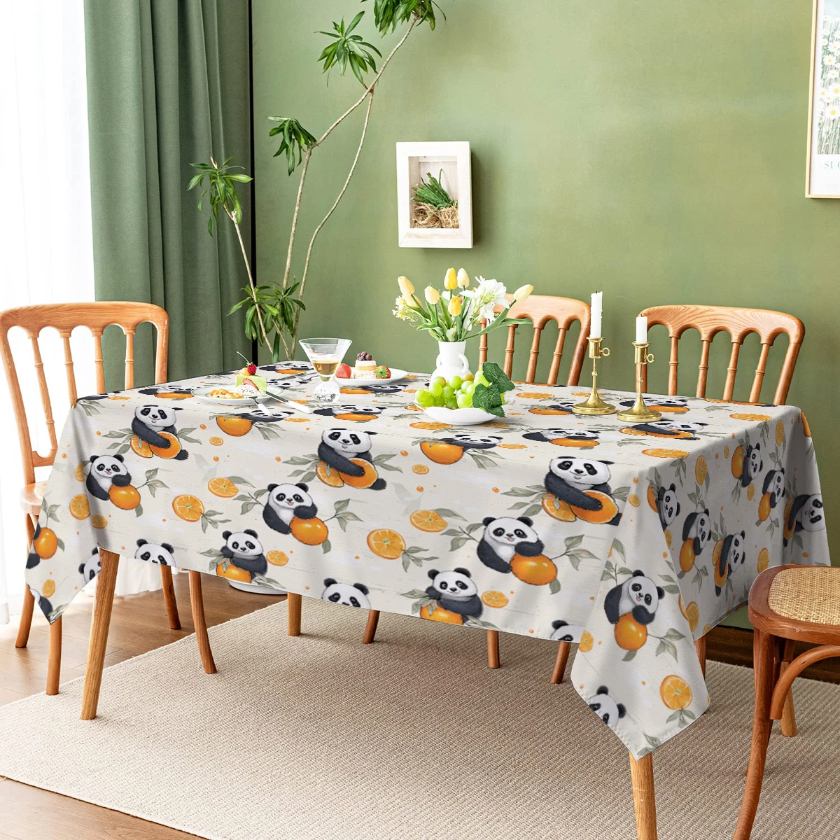 Cartoon Watercolor Panda Rectangle Polyster Tablecloth Festival Party Decoration Home Decoration Dining Room  Furnishings