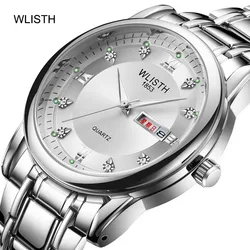 Fashion Wlisth Top Brand Men Business Casual Quartz Full Stainless Steel Wrist Watch Date Hours Week Double Calendar Relojes