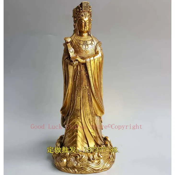 

L size #TOP Bless family Safety Health luck Talisman- office home shop efficacious Protection Sea God Mazu Guanyin brass statue