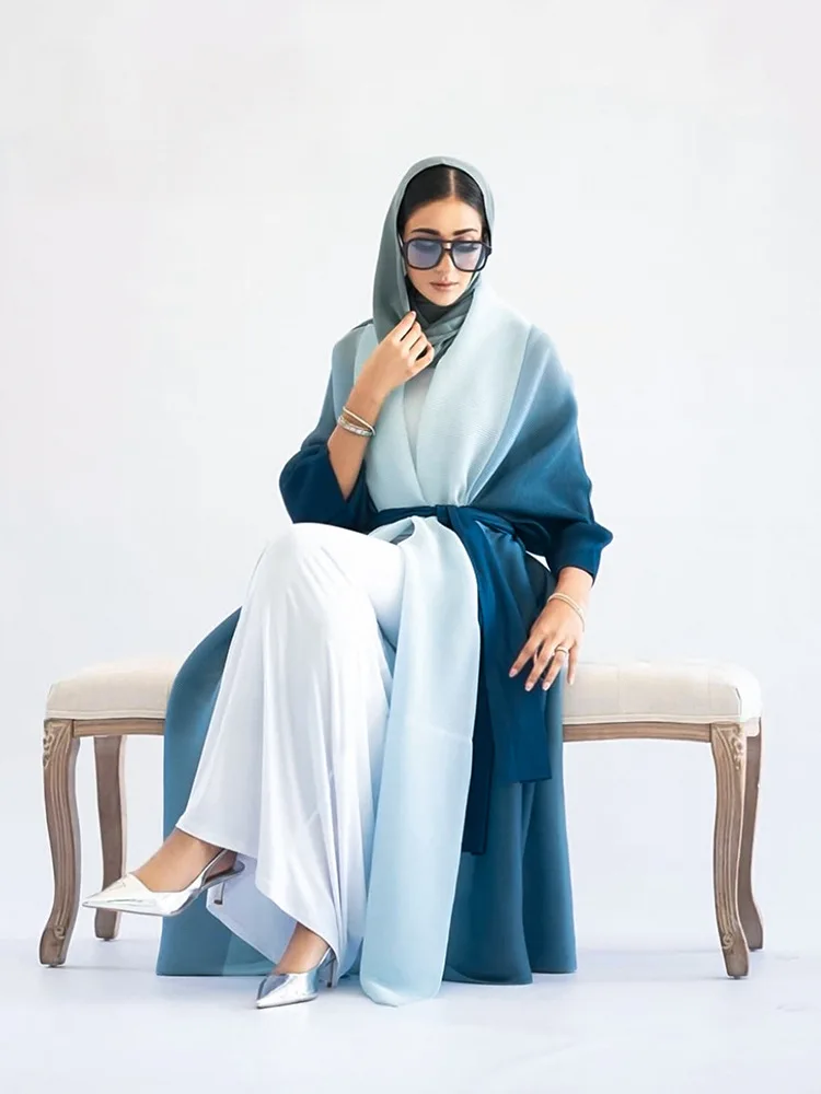 Miyake Ichisaki cross-border jacket for women Arab Middle East Dubai large size women's pleated gradient outer cloak long style