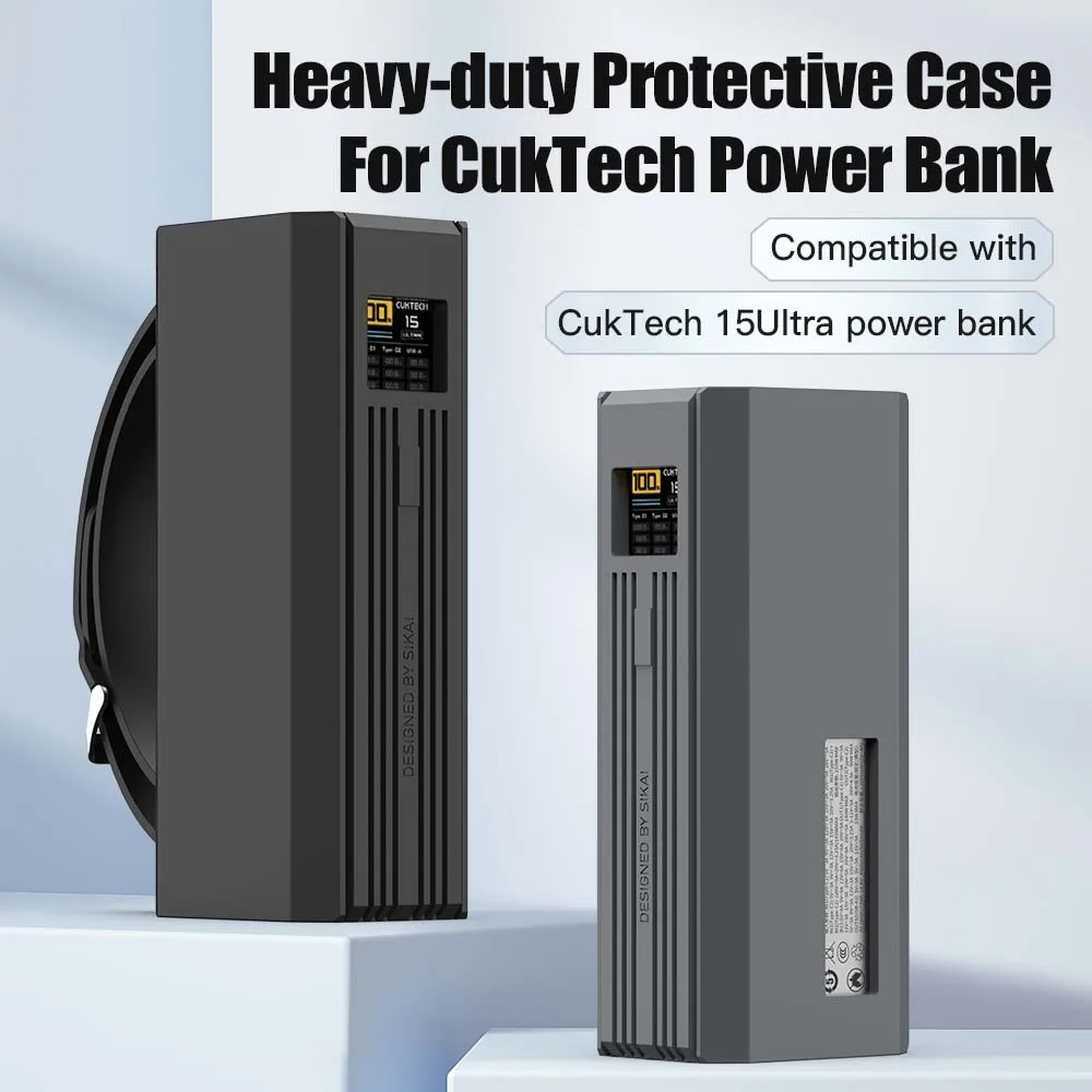 Silicone Case for CUKTECH No.15 Ultra Power Bank TF Sim Card Pin Needle Storage Case USB C Cable Organizer with handle design