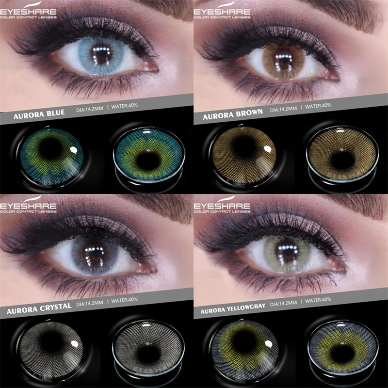 EYESHARE 1 Pair Aurora Europe Colored Contact Lens Yearly Use Cosmetic Colored Contacts Lenses for Eyes Beauty Contact Lenses