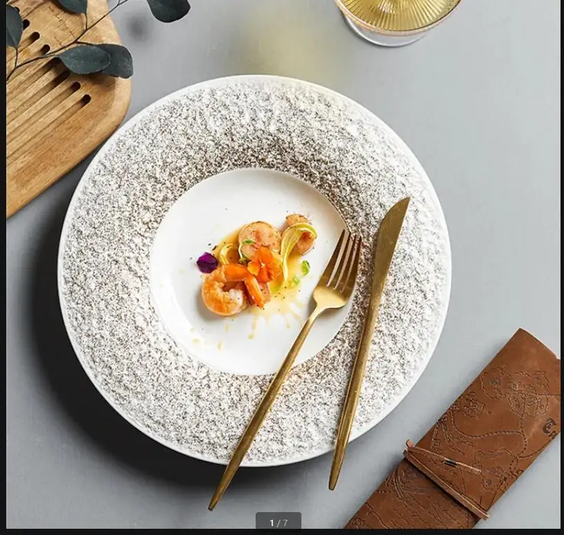 

Round Ceramic Western Dinner Plate Steak Plates Fruit Salad Bowl Sushi Dessert Dim Sum Dish Cold Dishes Tableware