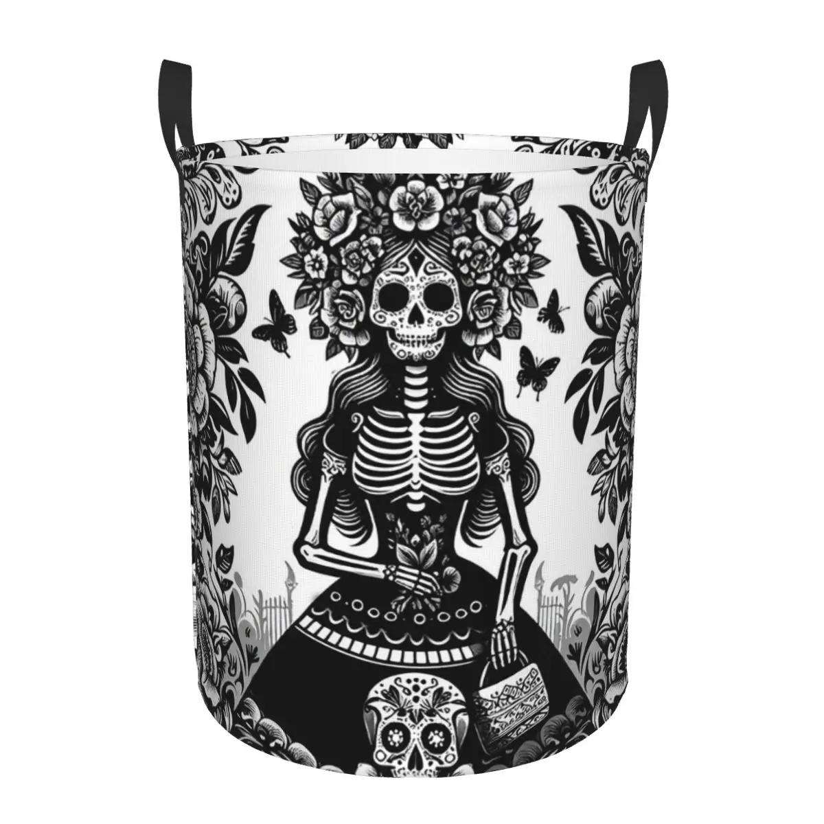 

Мексиканская Catrina для девочек, День мертвых, сахарный череп, корзины для грязного белья, складная водонепроницаемая корзина для одежды, всякая всячина для дома, детей