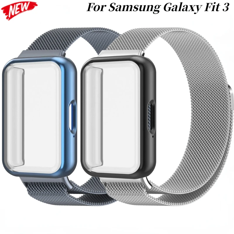 حزام حلقة ميلانيزي + حافظة لهاتف سامسونج جالاكسي فيت 3 سوار مغناطيسي لساعة سامسونج جالاكسي فيت 3 غطاء واقي للشاشة #1