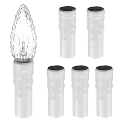 6 Pcs Realistic Drip Wax Effect Premium Iron Chandelier Covers Socket Tubes Light Bulb Bases Crystal Sleeves Sleeve Wall