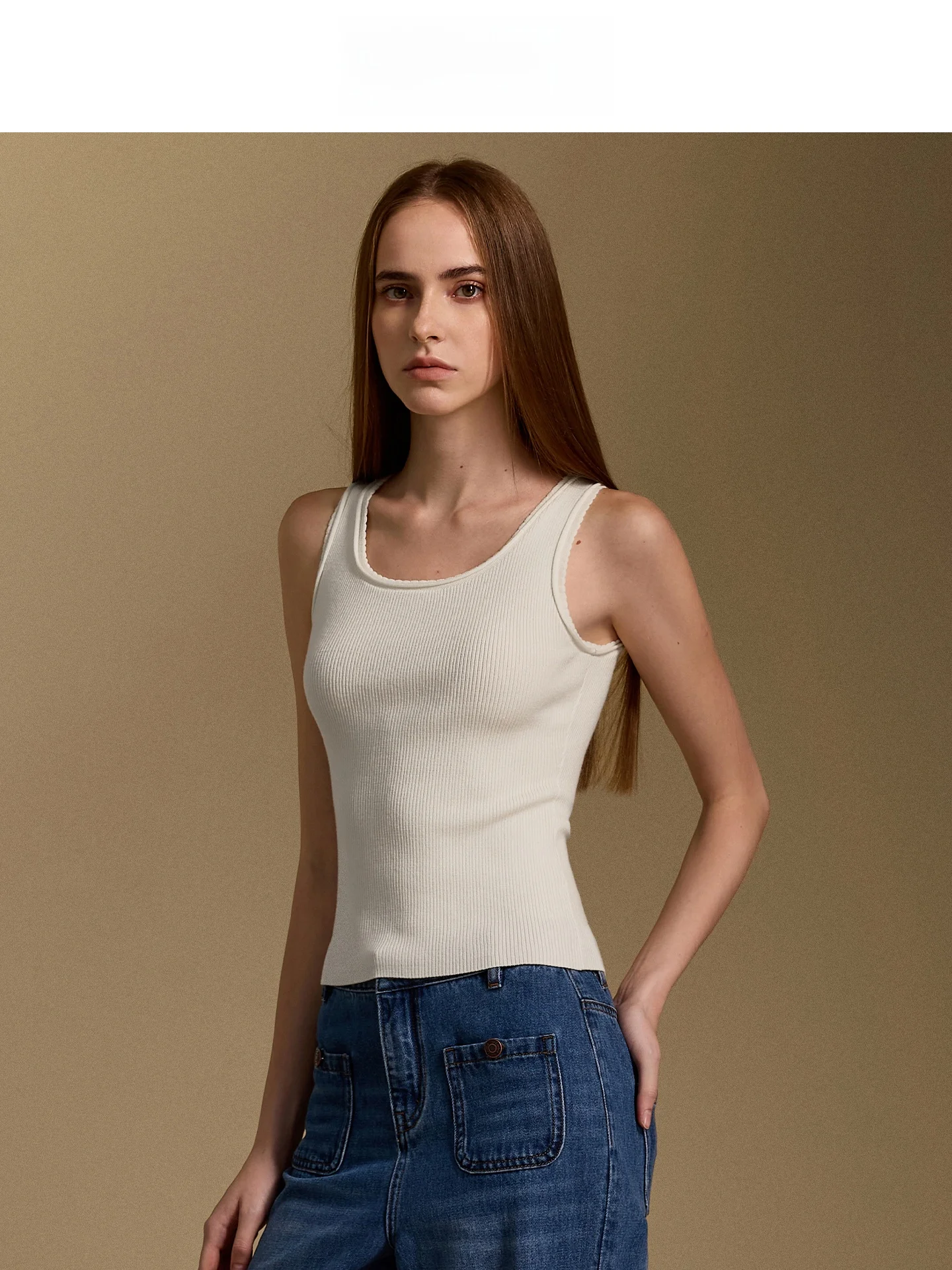 

Lorene Women's Wool Vest Svel Knitted Soft Skin-friendly Base irt U-neline Simptic Sle Autumn Season Faion