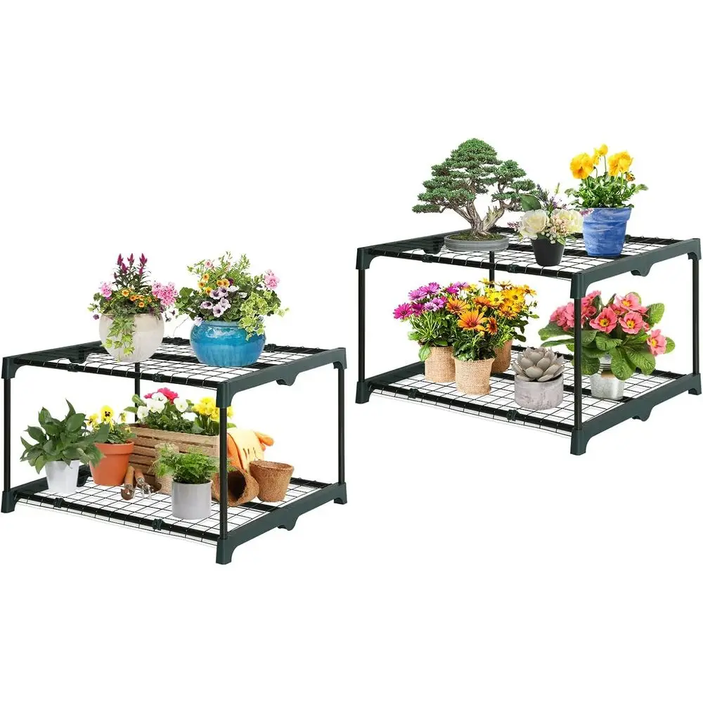 

Двухуровневые полки для растений, 27x19x16 дюймов, подходят для использования на улице и в помещении