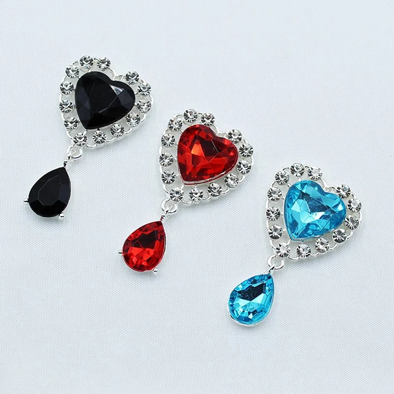 25X45MM metal peach heart flat brooch pendant red wine gift box party wedding romantic decoration DIY jewelry accessories