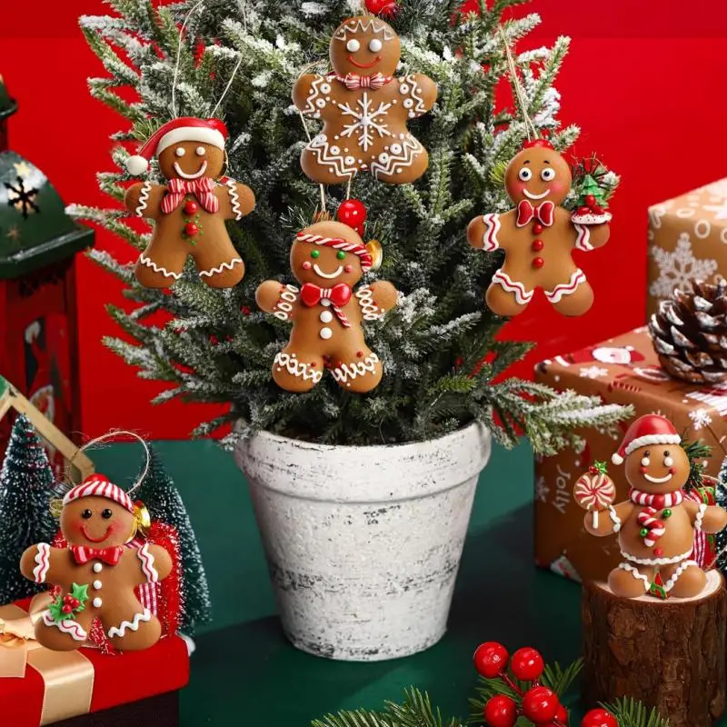 12 قطعة عيد ميلاد سعيد خشبية الزنجبيل رجل معلقة حلية المنزل عيد الميلاد الاحتفال سنة جديدة سعيدة الطرف الديكور DIY بها بنفسك لوازم