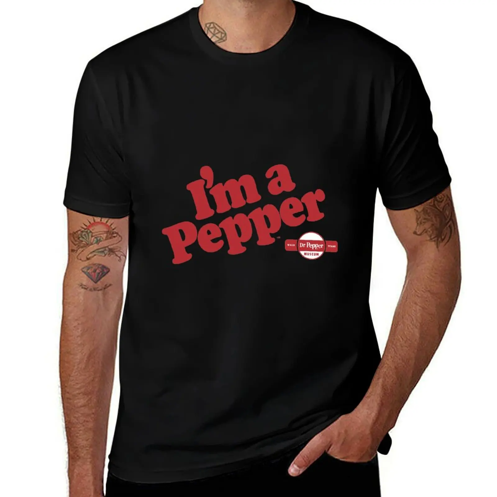 

dr pepper im a pepper T-Shirt black cotton t-shirt plain for man package t shirts cotton 100% T-Shirt