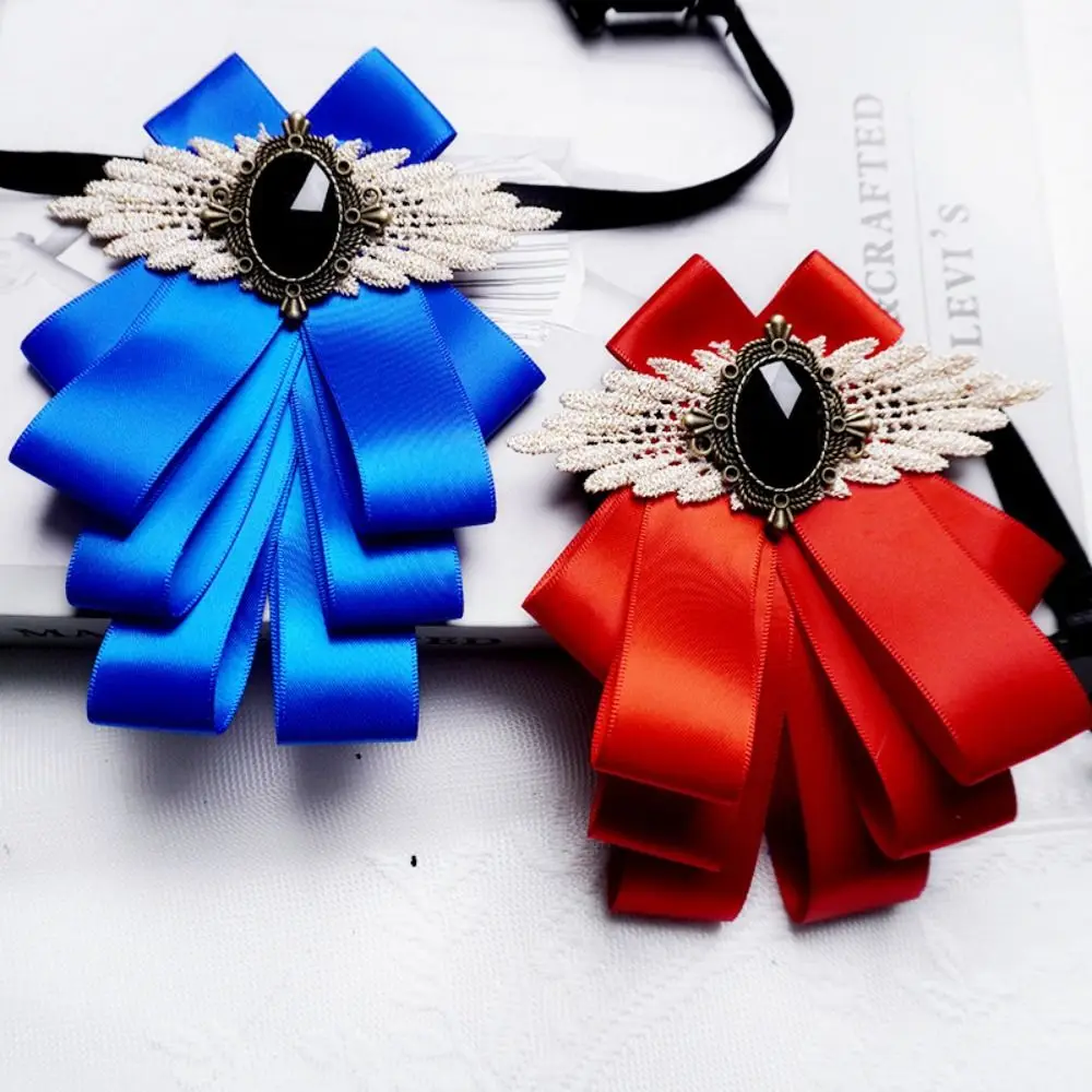 Fashion Faux Stone Men's Suit Lapel Flowers Alloy Polyester Bow Tie Necktie Neck Decoration Groom Formal Suit