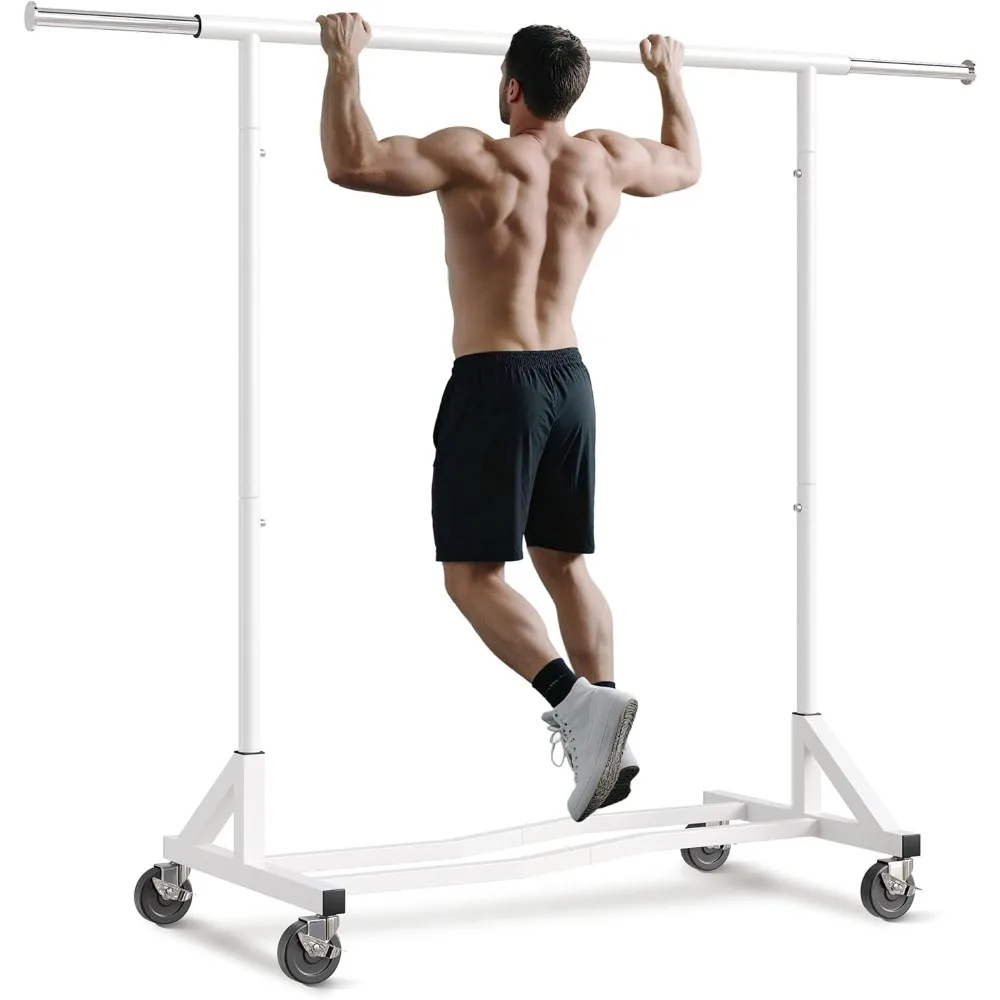 

Вешалка для одежды, выдвижная, на 400 фунтов (180 кг), для более чем 200 предметов, с прочными колесами и полками