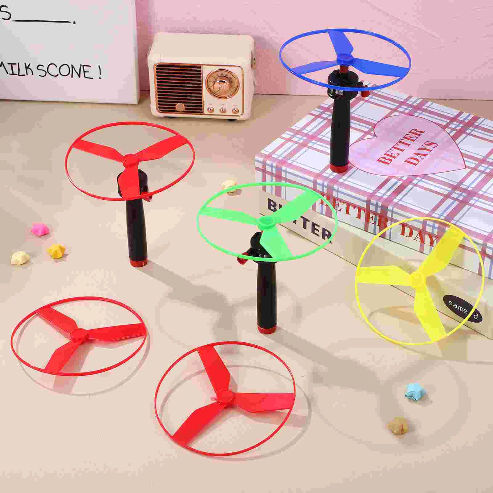 Flying Helicopter Discs Plastic Cable Saucer Ufo Drone Toy For Kids Boys Toddler Girls