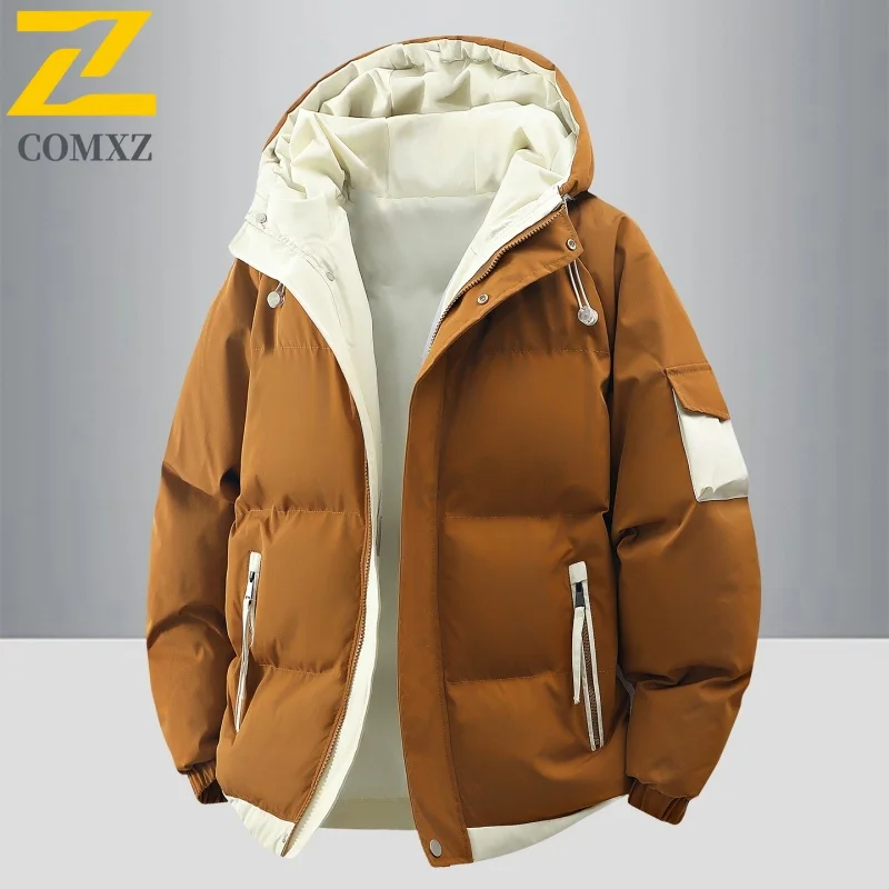 زوجين سترة قطن 2025 عنصر جديد وهمية قطعتين سميكة يندبروف الدافئة مقنعين سترات في الهواء الطلق عادية تنوعا سستة معطف القطن #1