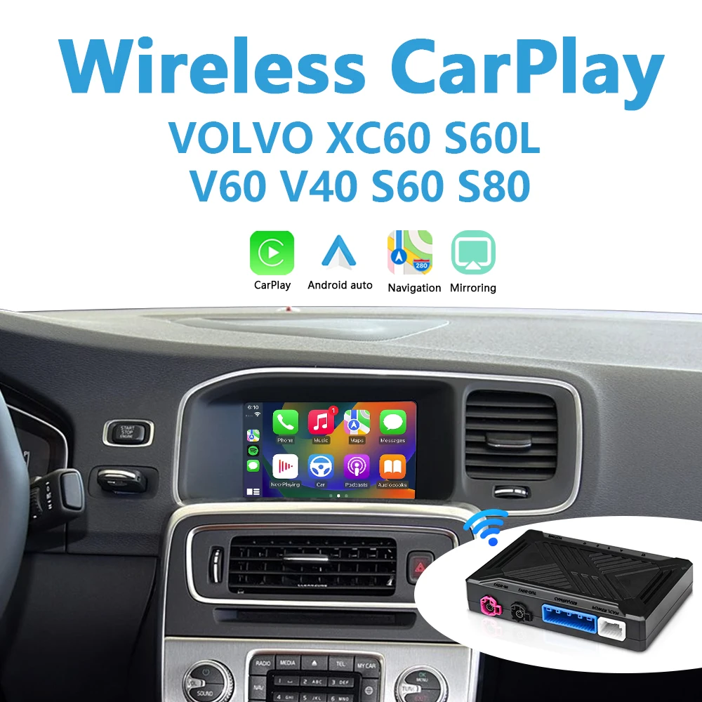 

Wireless CarPlay for Volvo V40 XC40 XC60 V60 S60 7" LCD screen Android Auto accessory Mirror Link AirPlay Car Play Functions