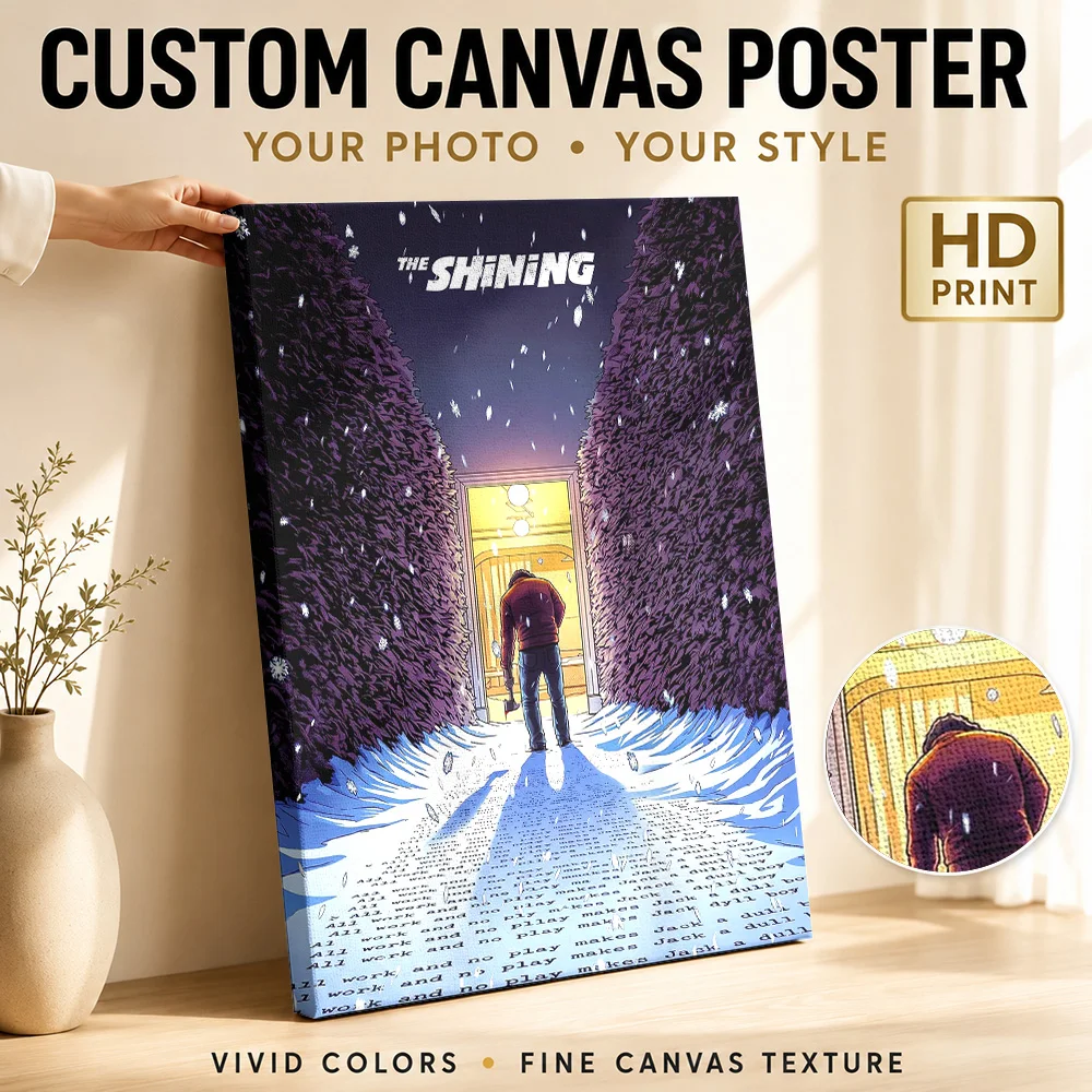 The Shining Movie Framed Canvas Poster Custom Photo Vintage Movie Canvas Wall Art for Home Theater Bedroom Decor Ready to Hang